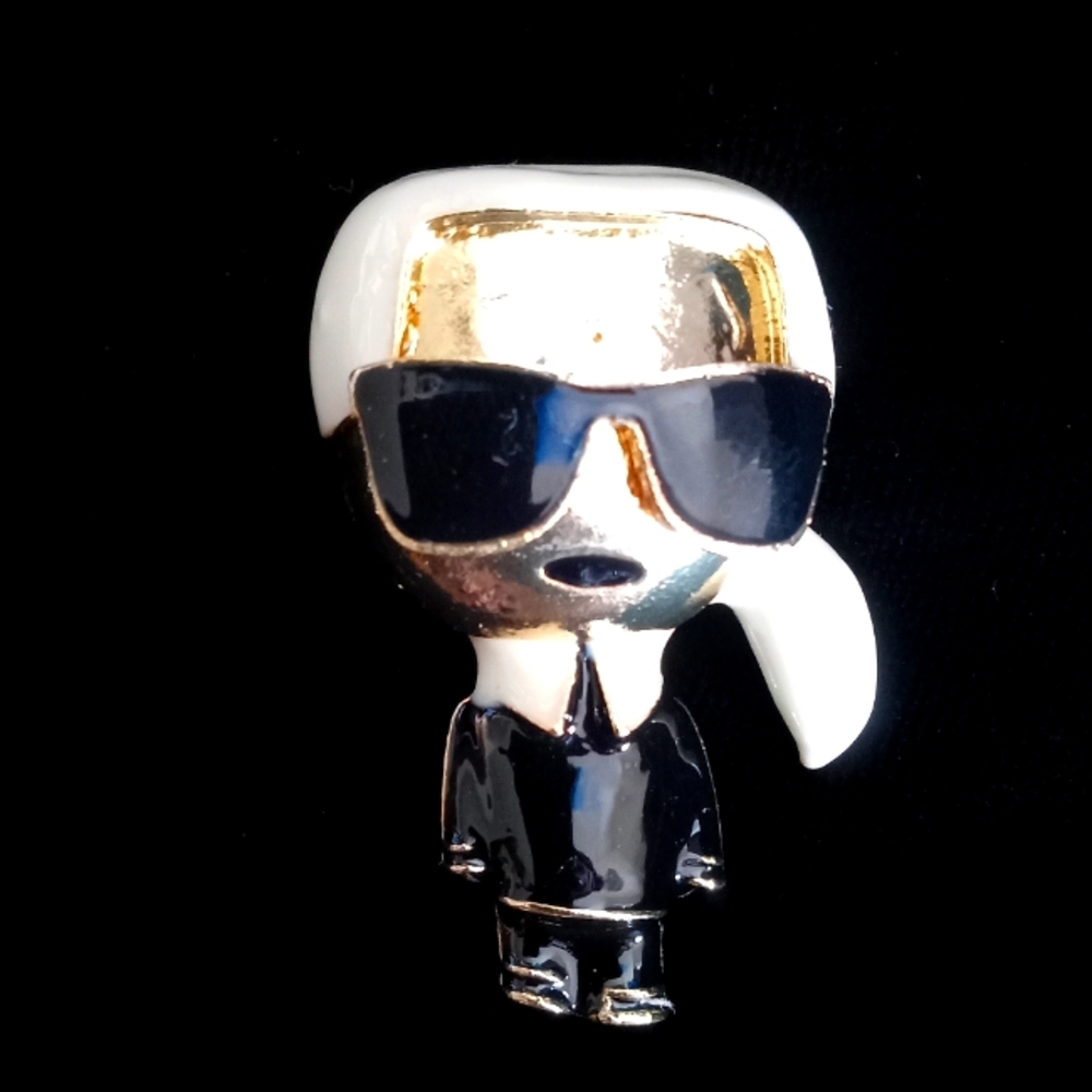 Karl Lagerfeld Gold and Black Designer Brooch